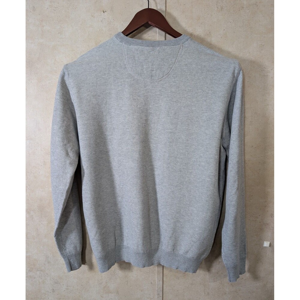 Christian Berg Men XXL Gray Waffle Knit Crewneck Thermal Pullover Sweater - Picture 3 of 8